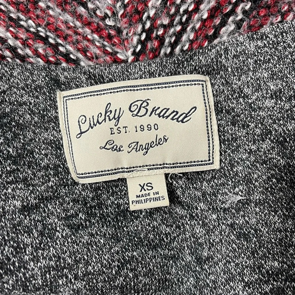 Lucky Brand Red & Gray Marled Knit Open Front Waterfall Cardigan Xsmall Women’s - Picture 11 of 13